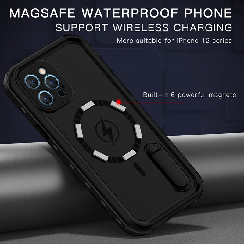 IP68 Real Waterproof Phone Case For iPhone 12 Pro Max 12 Mini 12 Pro Underwater Diving Water Proof Hide Bracket Phone Covers