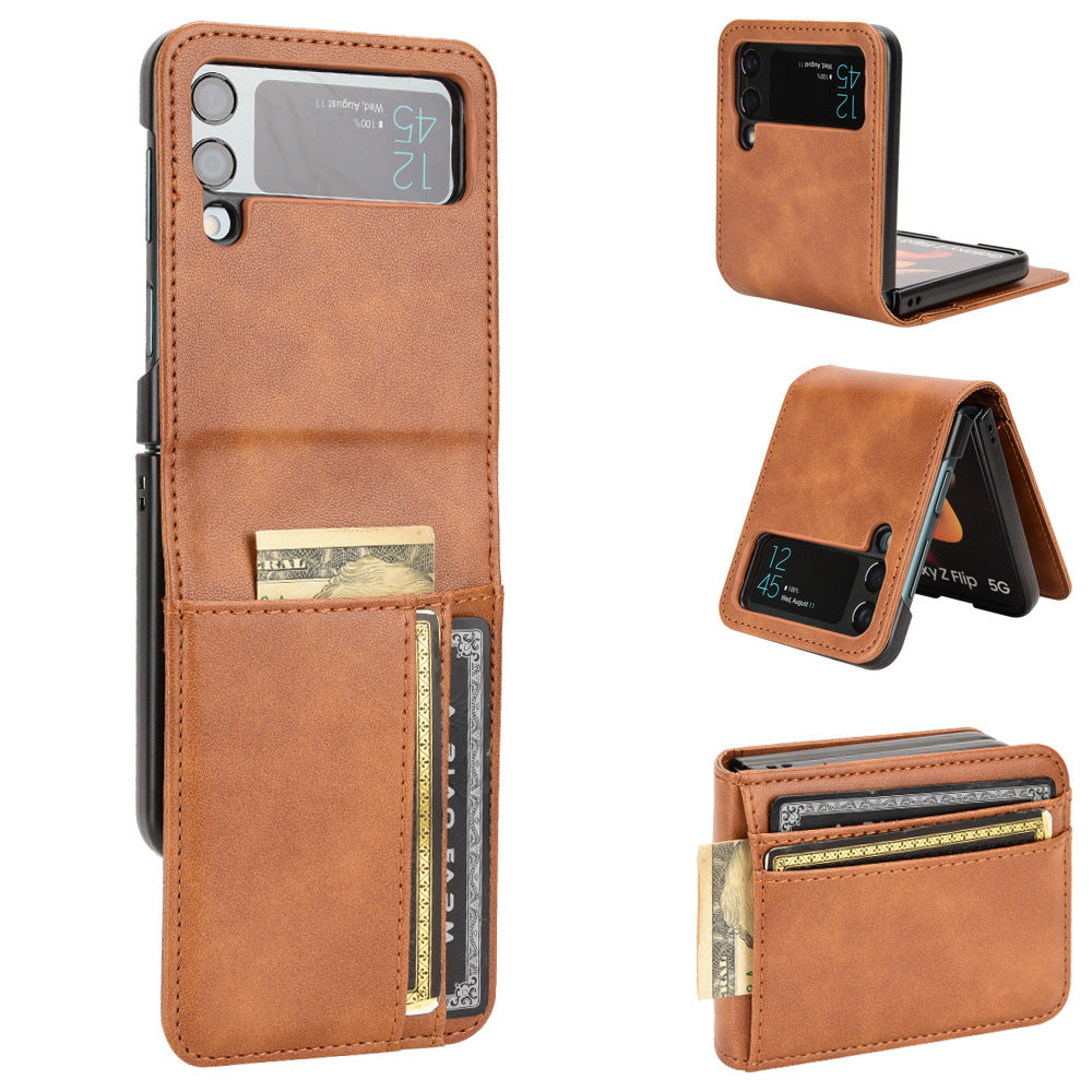 Suitable for Samsung Galaxy folding screen wallet protective case Z flip 4 card insertion phone case anti drop 2-in-1