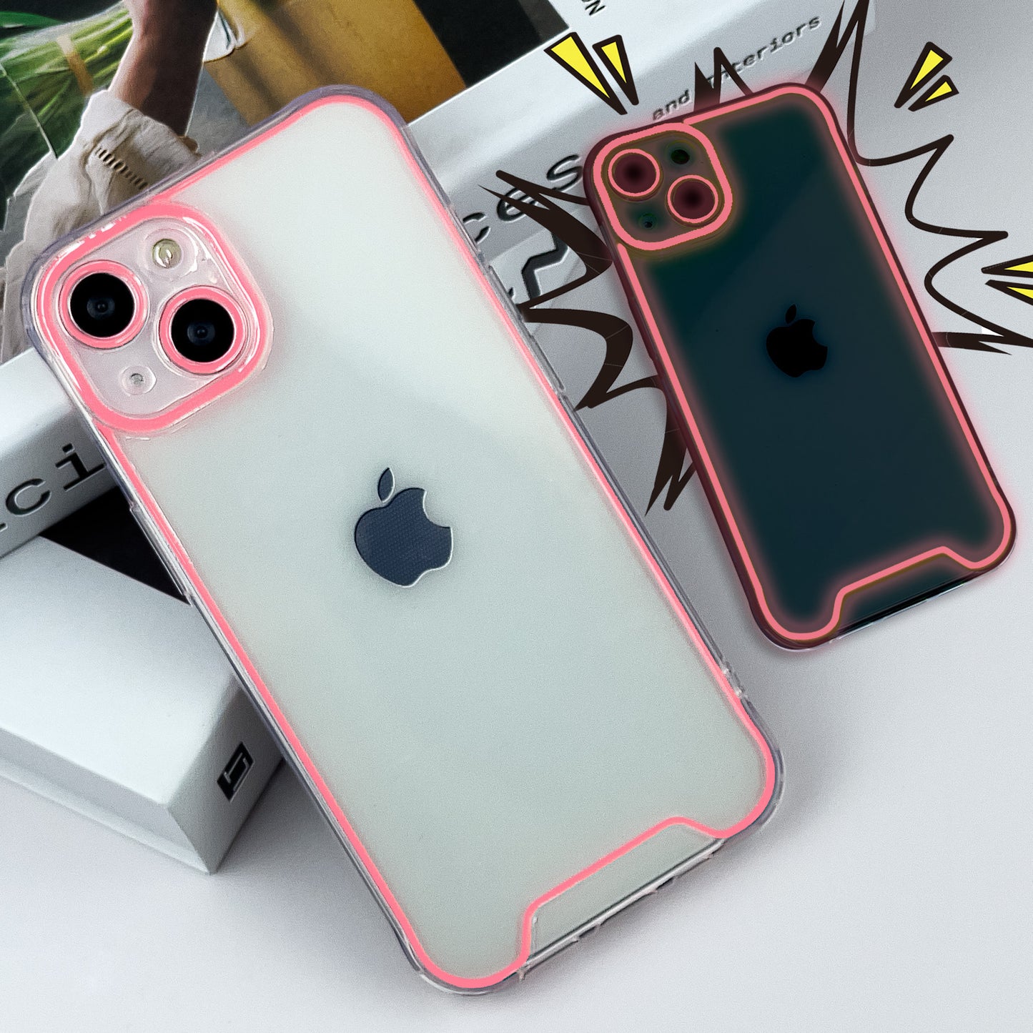 Suitable for iPhone 15 Promax luminous phone case Apple 13/12 transparent material silicone protective case