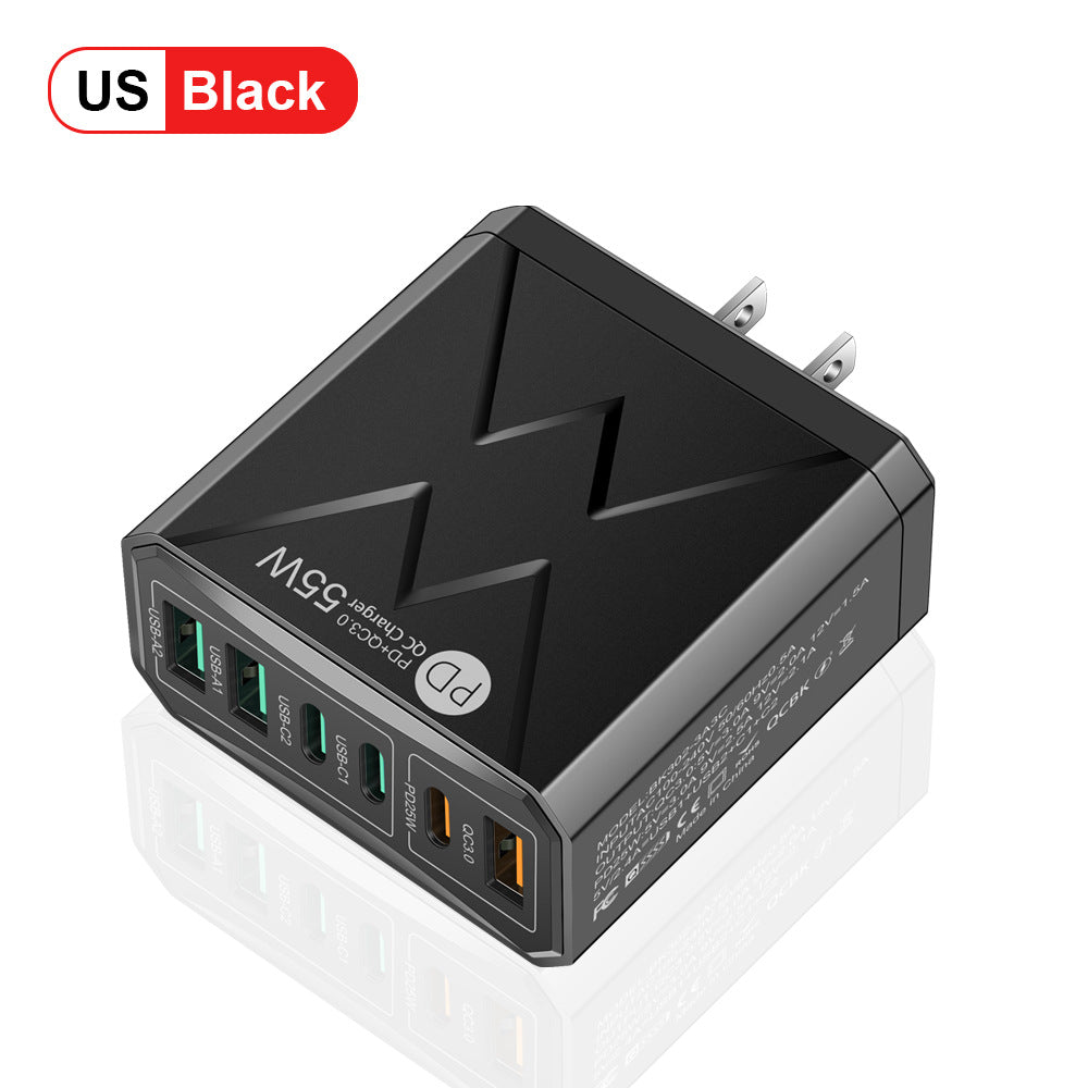 Fast charging mobile phone charger standard PD55W QC3.0+PD25W 3PD+3USB travel charging head