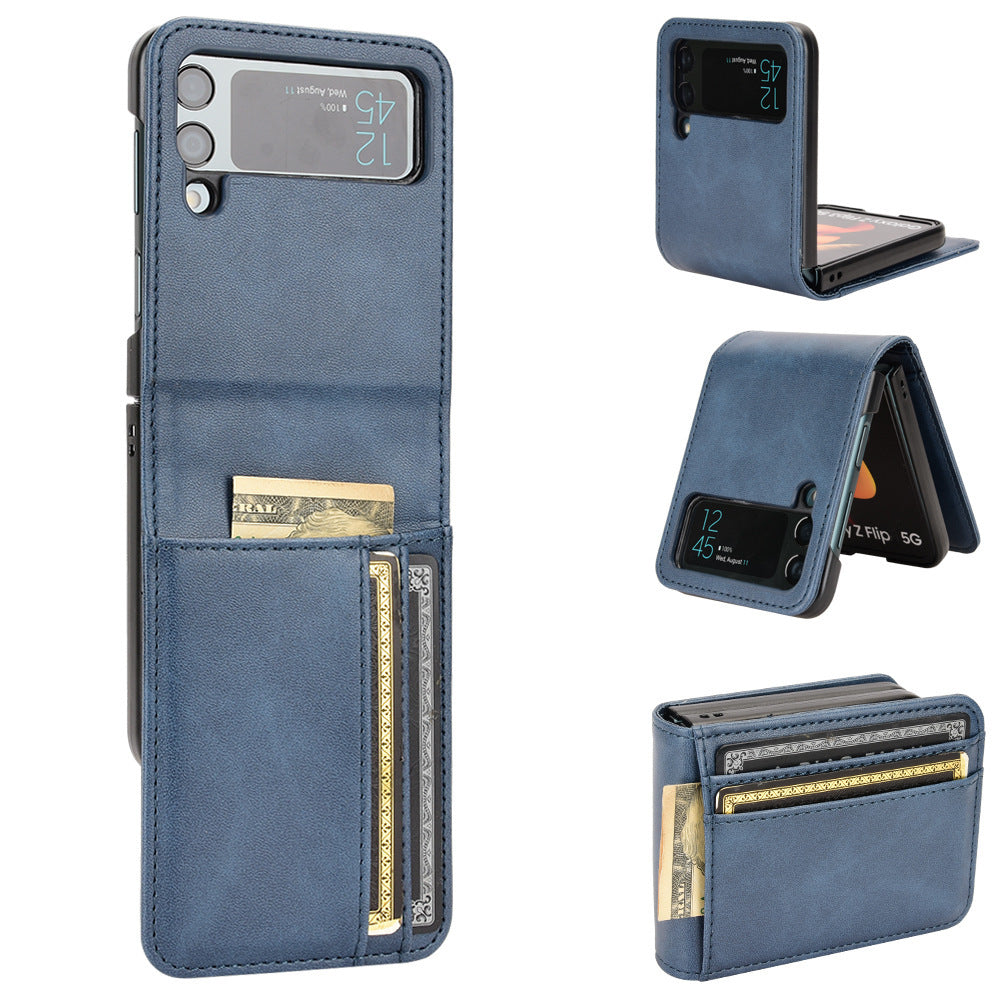 Suitable for Samsung Galaxy folding screen wallet protective case Z flip 4 card insertion phone case anti drop 2-in-1