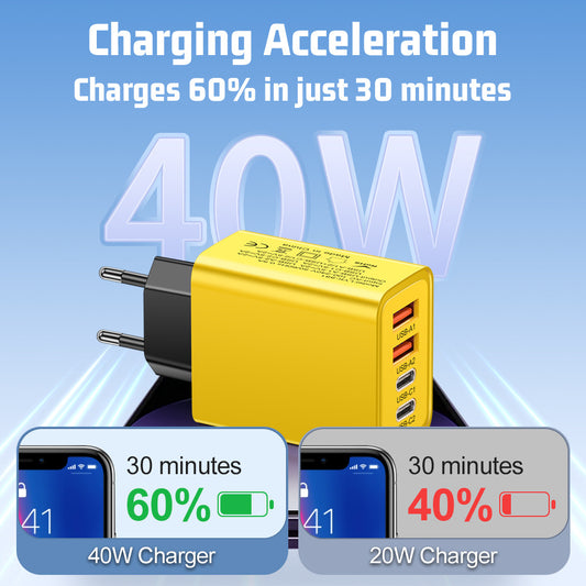 2.4A 2PD+2USB mobile phone charger charging head, American standard, European standard, British standard, travel charging head