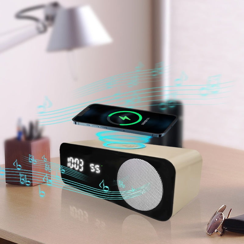 Time display wireless charging Bluetooth speaker compatible clock function thermometer wireless