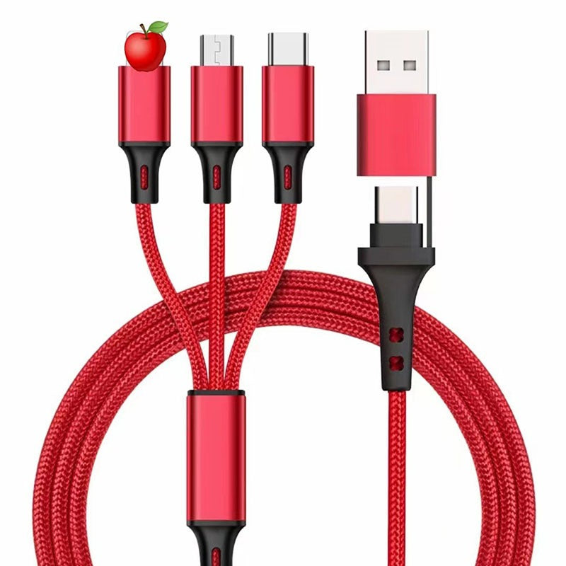 PD two to three braided data cable Type-C three in one car phone charging cable USB multifunctional charging