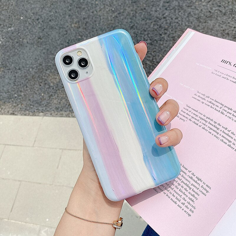 Gradient Rainbow Laser Phone Case For iPhone 12 Pro