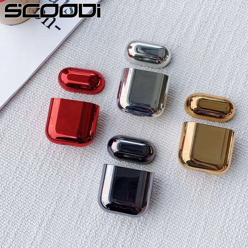 Electroplated  Hard shell earphone shell for Apple Airpods protective case luxury gold box all new Anti-fall cover For airpods 2