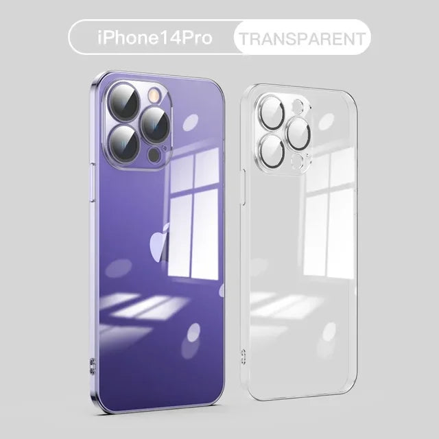 Electroplating TPU transparent phone case for iPhone 16, Apple 15 with lens film, 14 Pro anti drop protective cover, 13