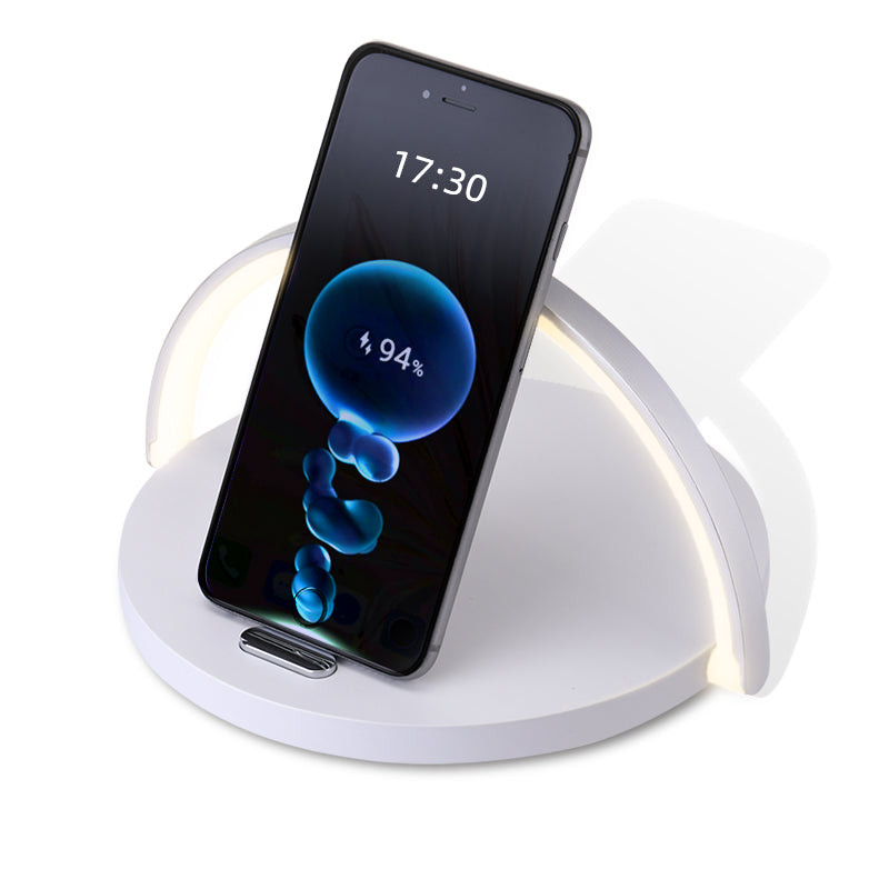 Rainbow Light Wireless Charging Home Desktop Circular 15W Fast Charging Night Light Phone Stand 3-in-1