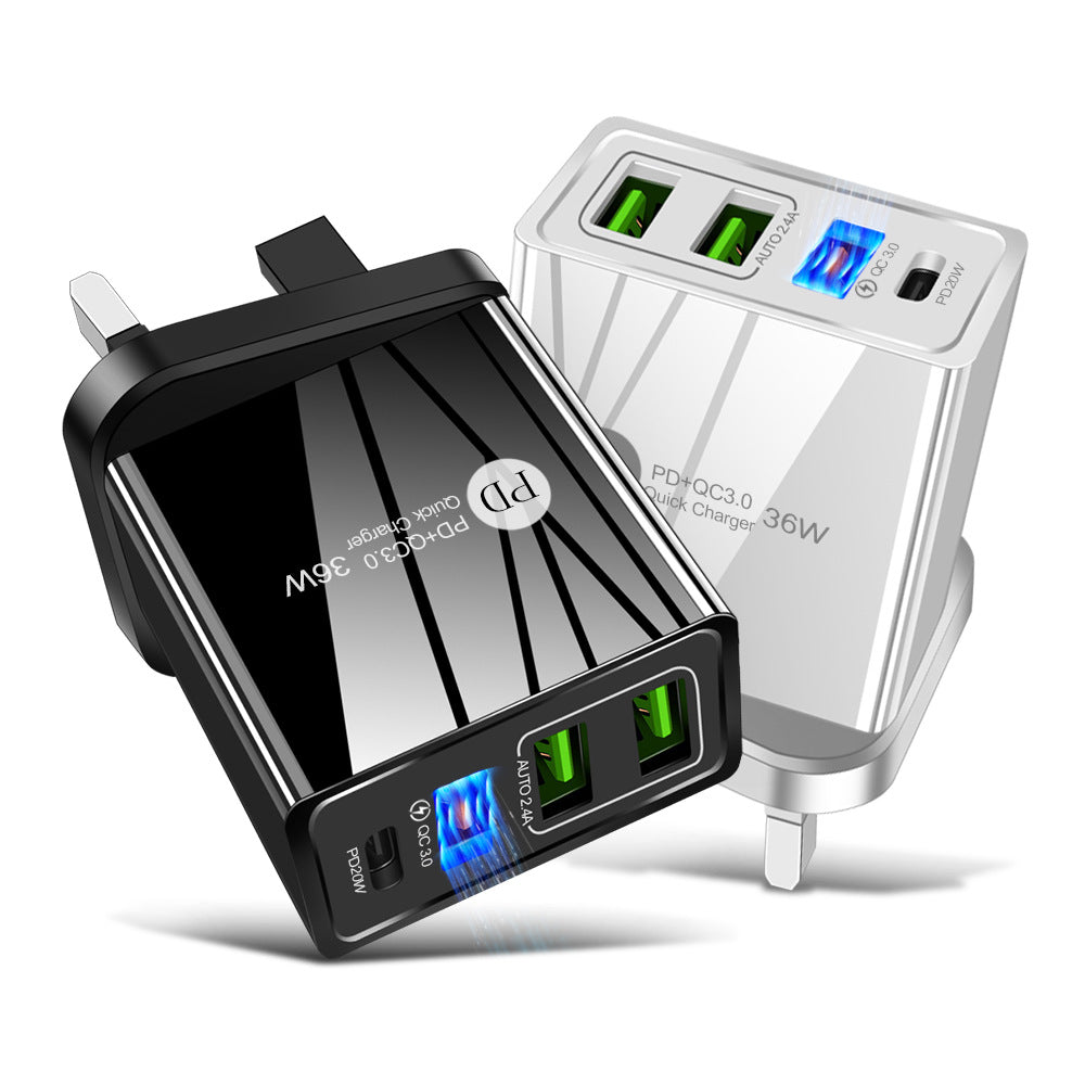 36W PD20W+QC3.0 2.4A dual USB fast charging mobile phone charger 2USB with PD charging head travel charger