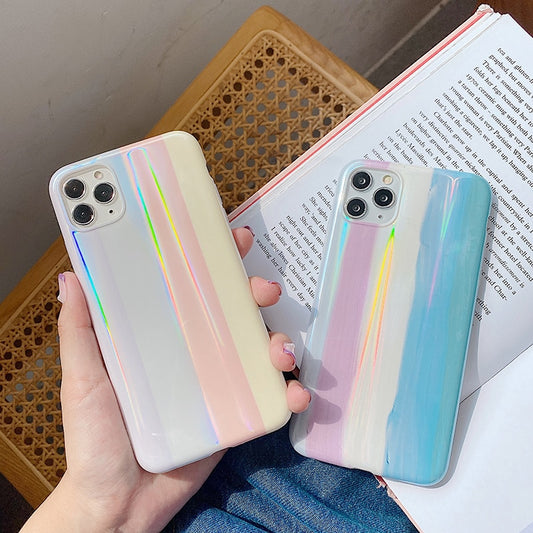 Gradient Rainbow Laser Phone Case For iPhone 12 Pro