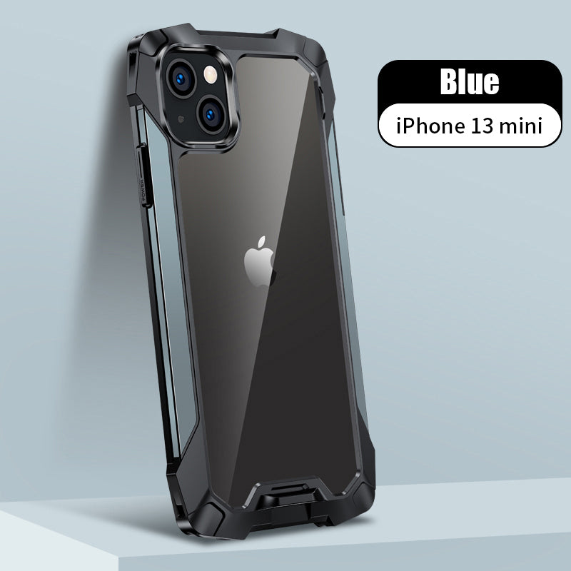 New Transparent Back Panel Protective Case Is Suitable For iPhone 13 Pro Promax Mini Metal Airbag Anti-Drop Mobile Phone Case