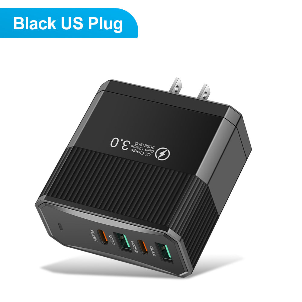 4-in-1 2USB+2PD mobile charger, tablet plug, super fast charging multi port plug