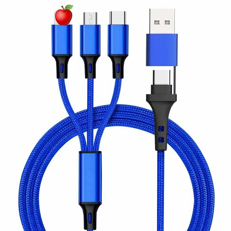 PD two to three braided data cable Type-C three in one car phone charging cable USB multifunctional charging