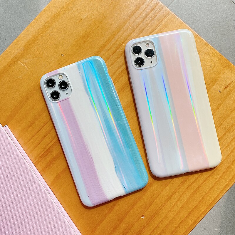 Gradient Rainbow Laser Phone Case For iPhone 12 Pro