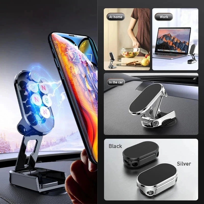 New Car Magnetic Phone Holder Folding Strong Magnet Mount Mobile Phone Metal Stand GPS Support for IPhone 13 12 Xiaomi Samsung