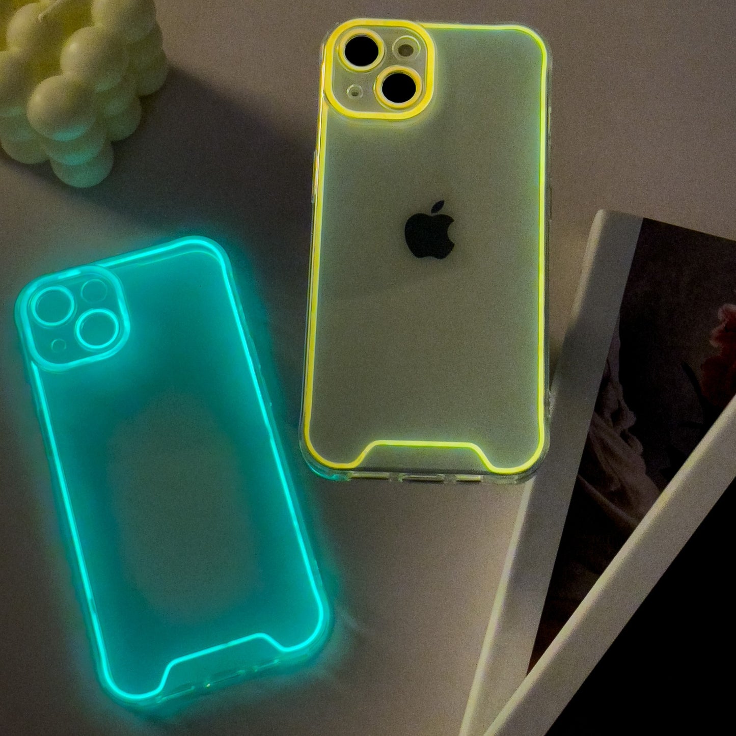 Suitable for iPhone 15 Promax luminous phone case Apple 13/12 transparent material silicone protective case