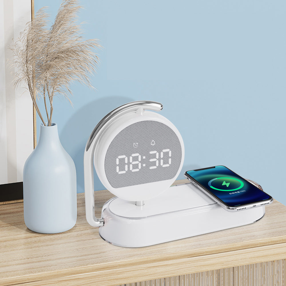 Multi functional clock, wireless charging, clock alarm, mobile phone, wireless charging, small night light, three in one