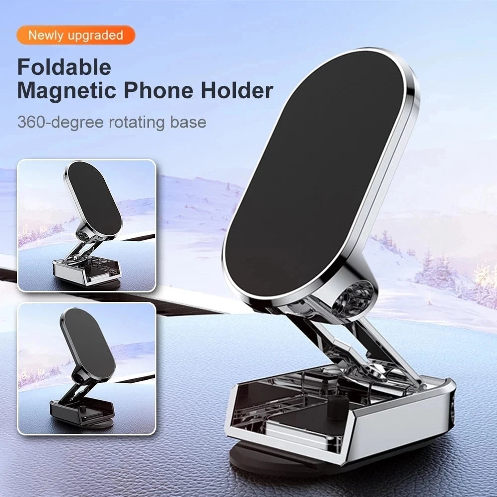 New Car Magnetic Phone Holder Folding Strong Magnet Mount Mobile Phone Metal Stand GPS Support for IPhone 13 12 Xiaomi Samsung