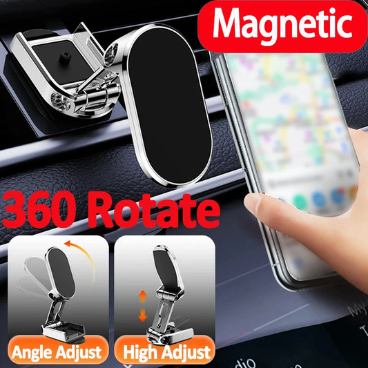 New Car Magnetic Phone Holder Folding Strong Magnet Mount Mobile Phone Metal Stand GPS Support for IPhone 13 12 Xiaomi Samsung