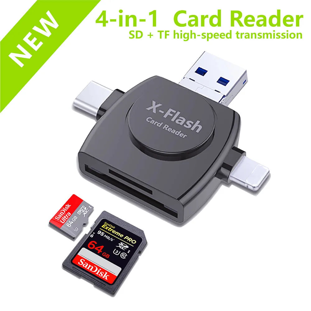 Mobile card reader four in one Android SD/TF card reader OTG type-c suitable for Apple phones