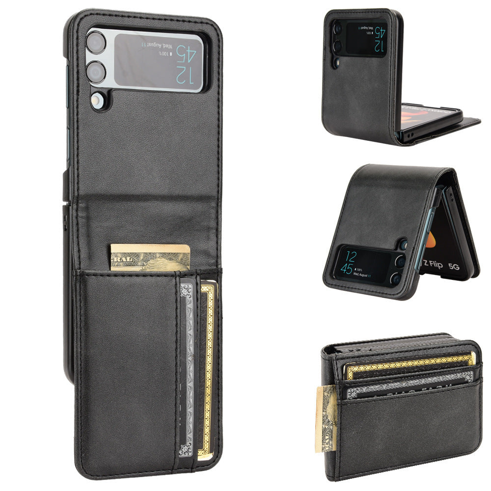 Suitable for Samsung Galaxy folding screen wallet protective case Z flip 4 card insertion phone case anti drop 2-in-1