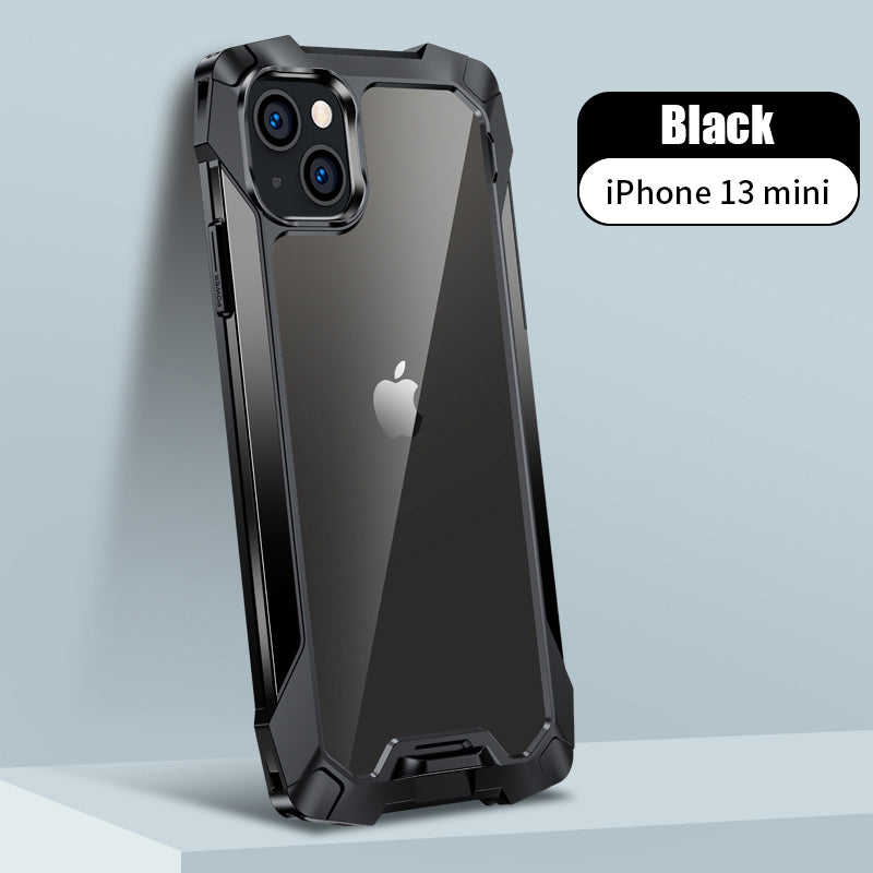 New Transparent Back Panel Protective Case Is Suitable For iPhone 13 Pro Promax Mini Metal Airbag Anti-Drop Mobile Phone Case