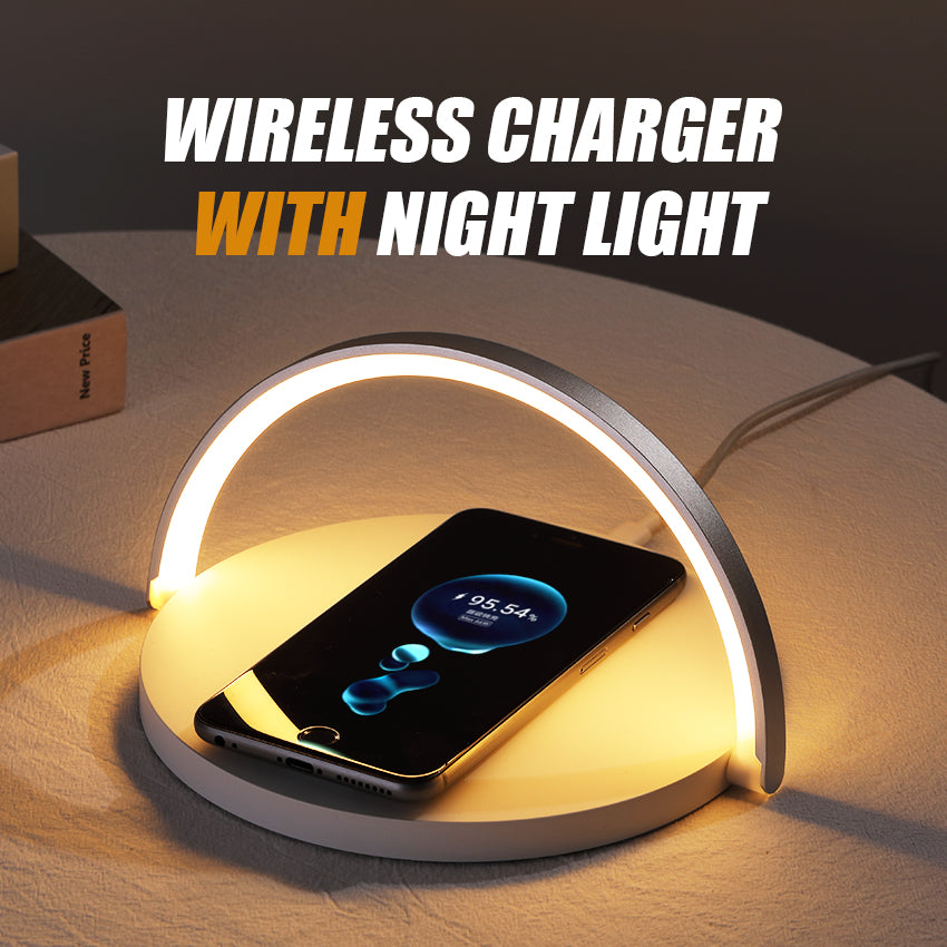 Rainbow Light Wireless Charging Home Desktop Circular 15W Fast Charging Night Light Phone Stand 3-in-1