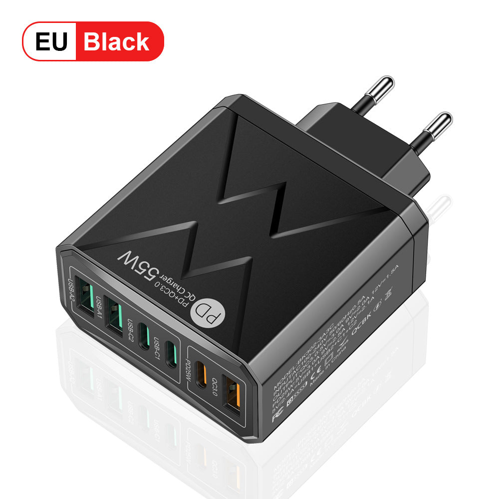 Fast charging mobile phone charger standard PD55W QC3.0+PD25W 3PD+3USB travel charging head