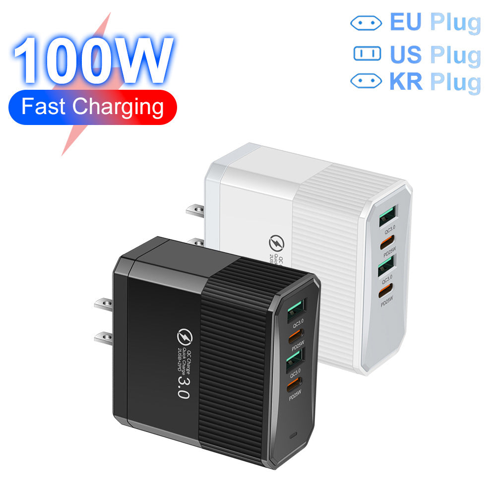 4-in-1 2USB+2PD mobile charger, tablet plug, super fast charging multi port plug