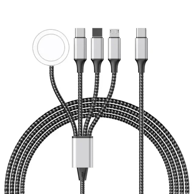 New woven four in one watch wireless charging mobile phone charging cable data cable multiple connectors to choose from