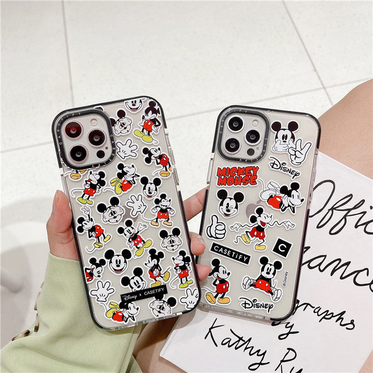 Cartoon Mickey Mouse Suitable For Apple 12 Two-Color Frame Mobile Phone Case XSMAX / XR / 11 Transparent Protective Cover iPhone 78p