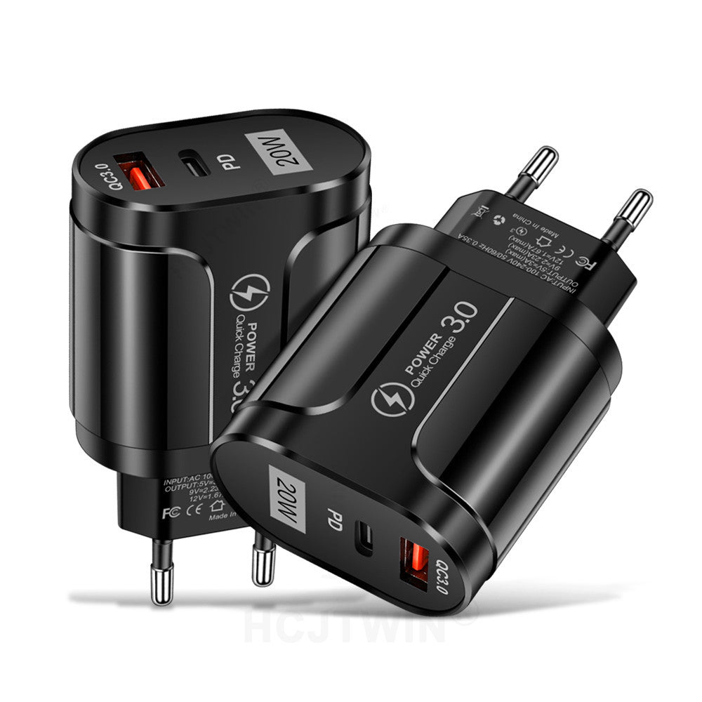 PD20W Mobile Fast Charging Charger 5V4A US, European, and British Standard Speed Matching Device PD+QC3.0 Travel Charging Head