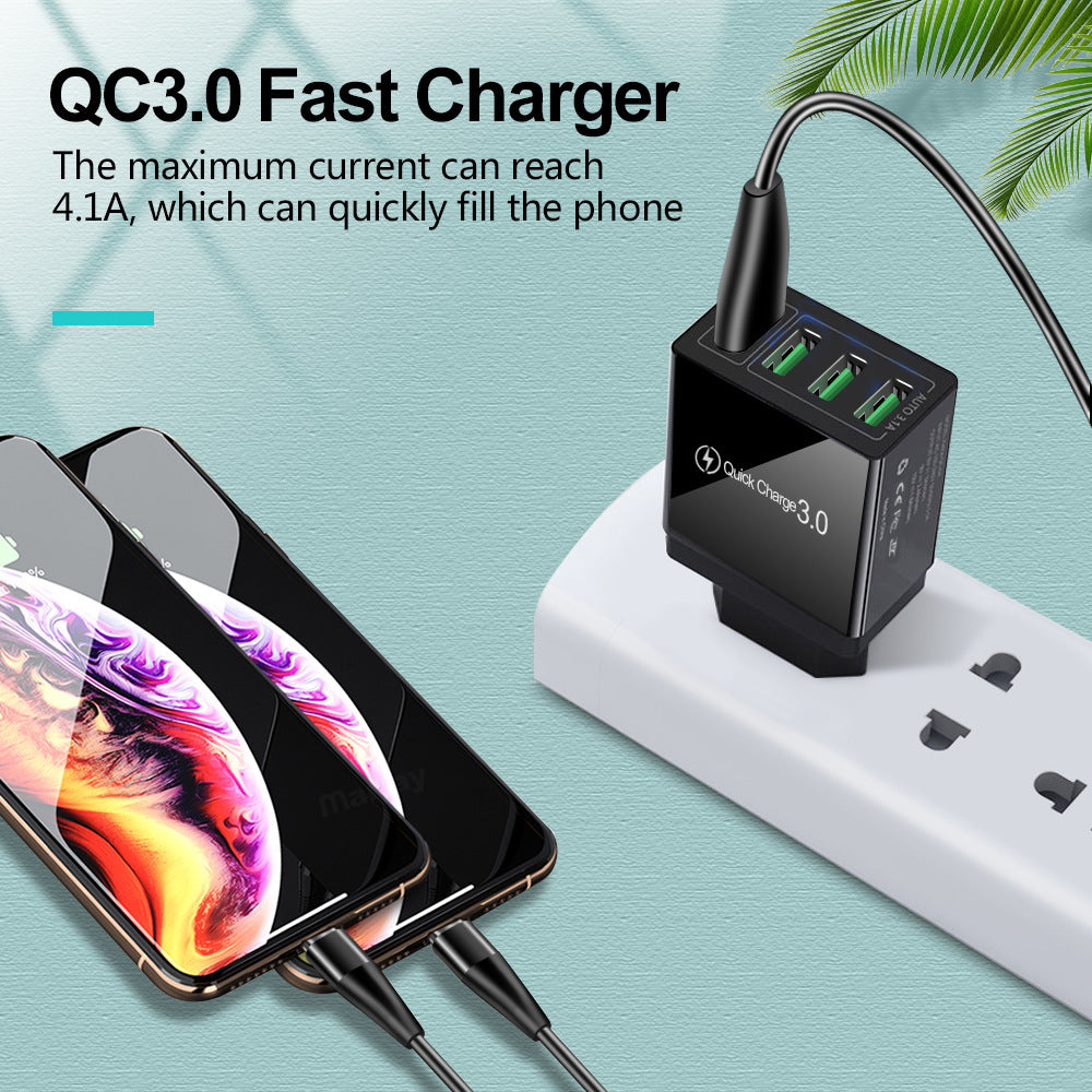 4USB mobile phone charger, multi port USB charging head charger