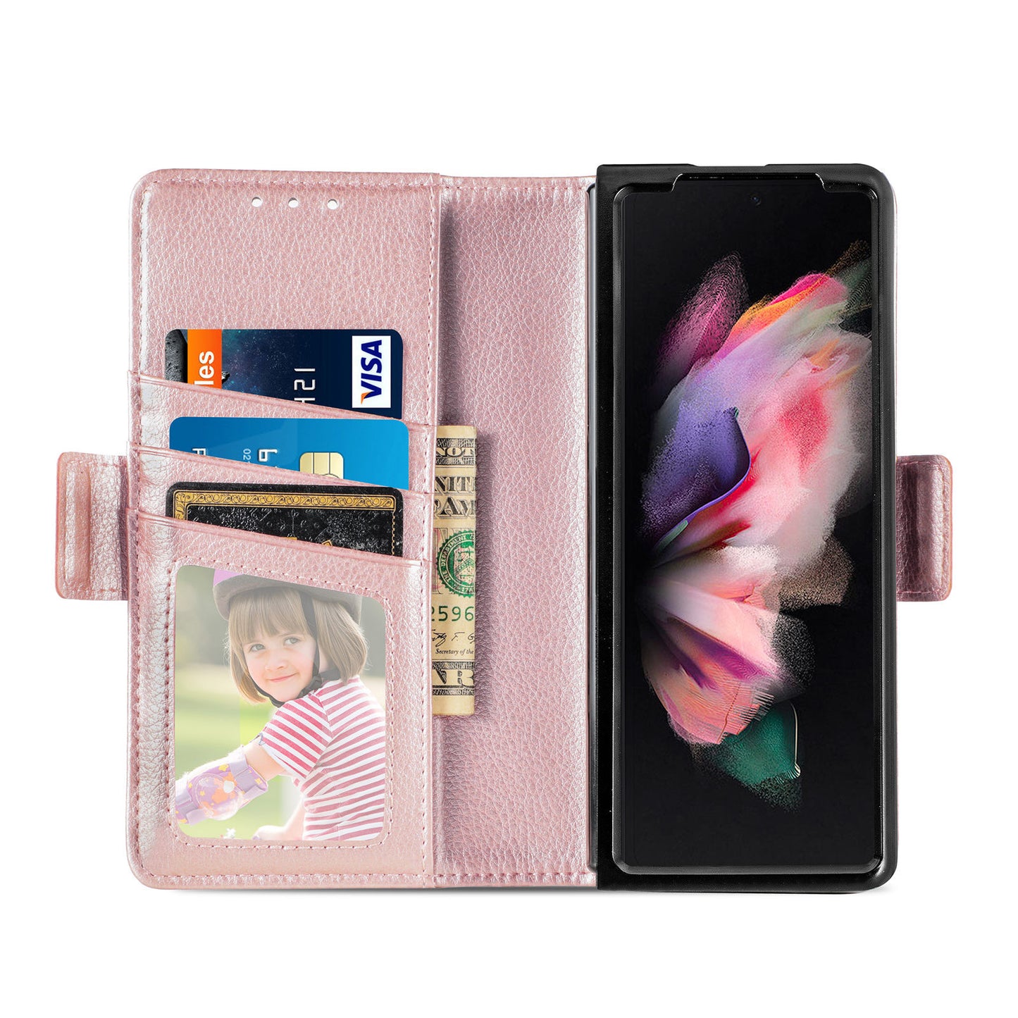 New Suitable For Samsung Galaxy Z Fold3 Mobile Phone Leather Case Folding Screen Pen Slot Pen W22 Leather Z Fold3 Multi-Card Cover