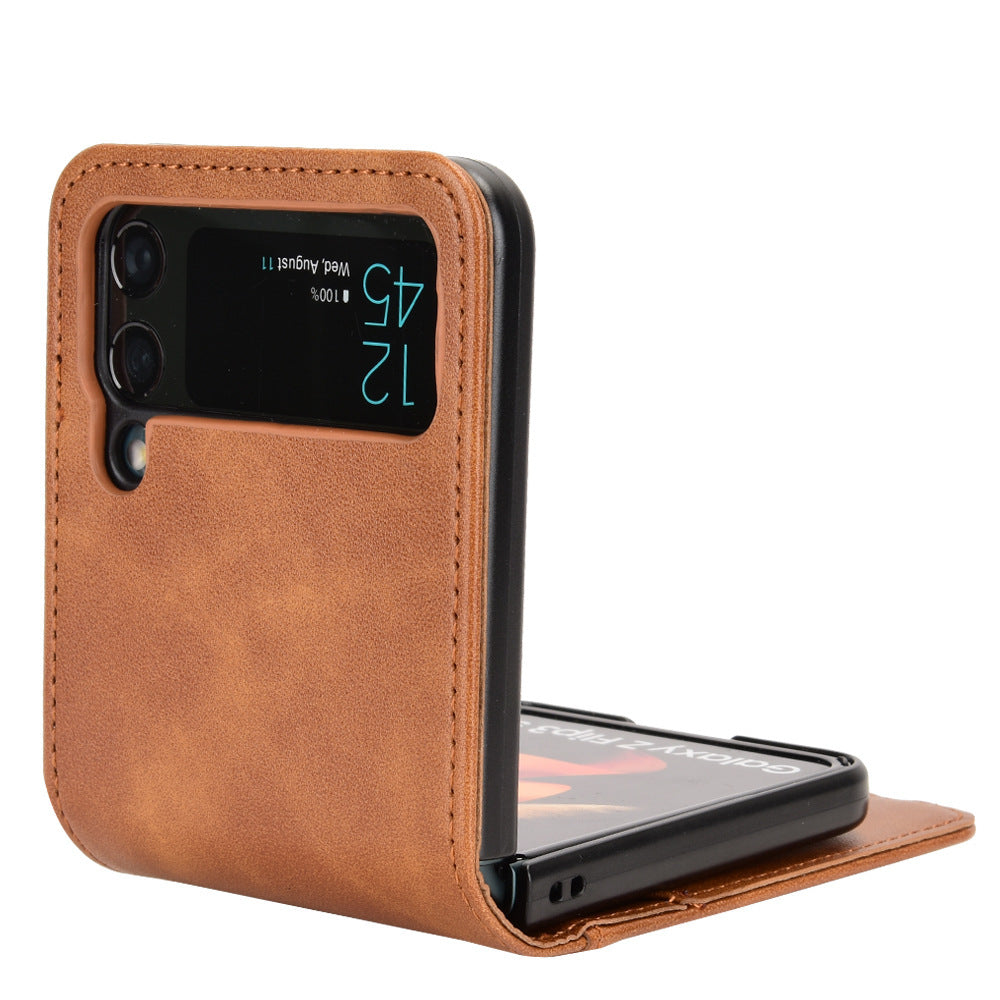 Suitable for Samsung Galaxy folding screen wallet protective case Z flip 4 card insertion phone case anti drop 2-in-1