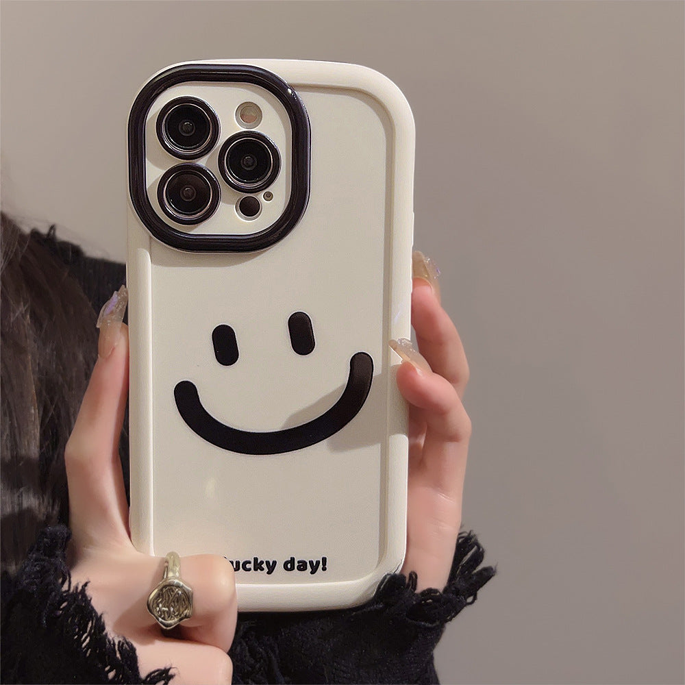 Simple graffiti smiley face Apple 13 phone case iPhone 15 silicone 11 suitable for 14 promax all inclusive 12