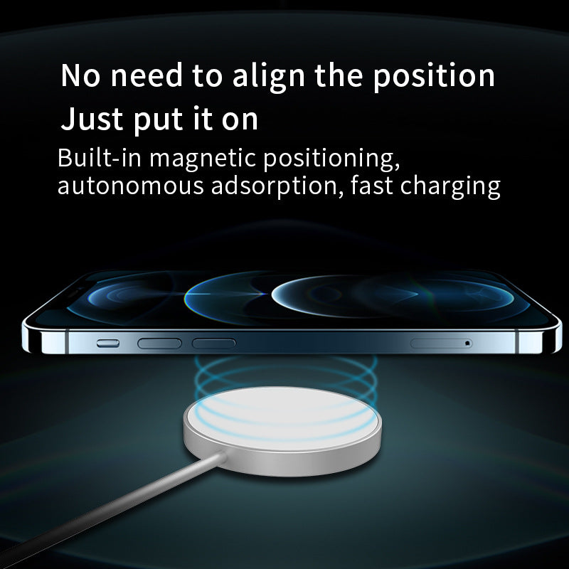 The New Magnetic Suction Wireless Charger Magsafe Is Suitable For Apple iPhone 12 Mobile Phone 15W Fast Charging Magnetic Wireless Charging