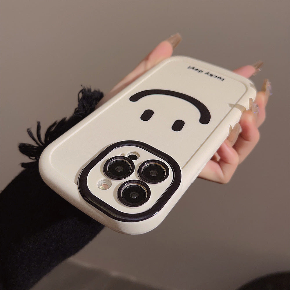 Simple graffiti smiley face Apple 13 phone case iPhone 15 silicone 11 suitable for 14 promax all inclusive 12