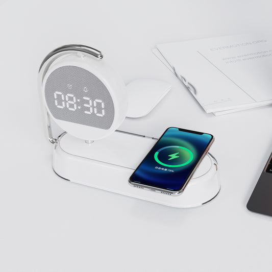 Multi functional clock, wireless charging, clock alarm, mobile phone, wireless charging, small night light, three in one