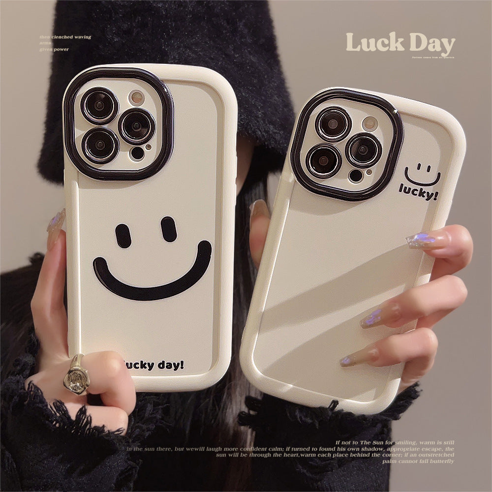 Simple graffiti smiley face Apple 13 phone case iPhone 15 silicone 11 suitable for 14 promax all inclusive 12