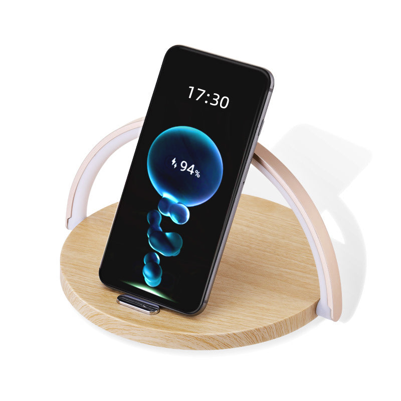 Rainbow Light Wireless Charging Home Desktop Circular 15W Fast Charging Night Light Phone Stand 3-in-1