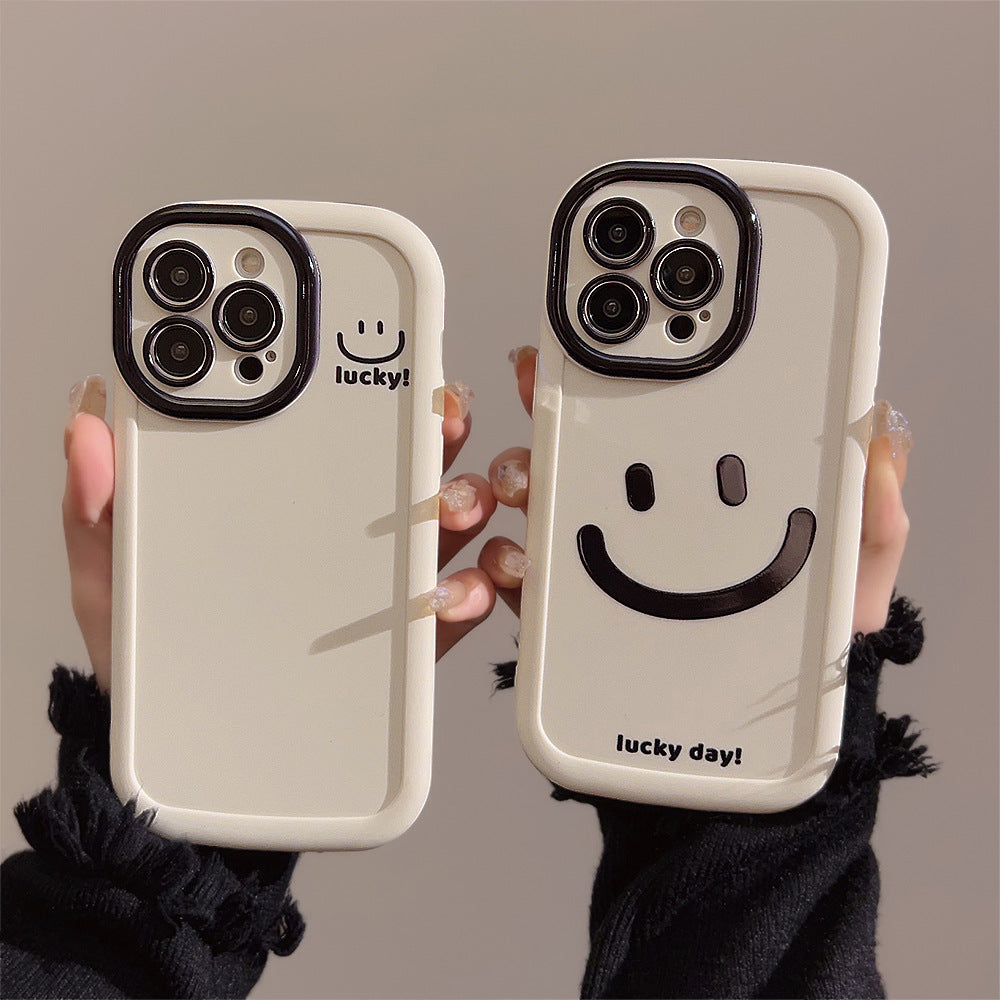 Simple graffiti smiley face Apple 13 phone case iPhone 15 silicone 11 suitable for 14 promax all inclusive 12