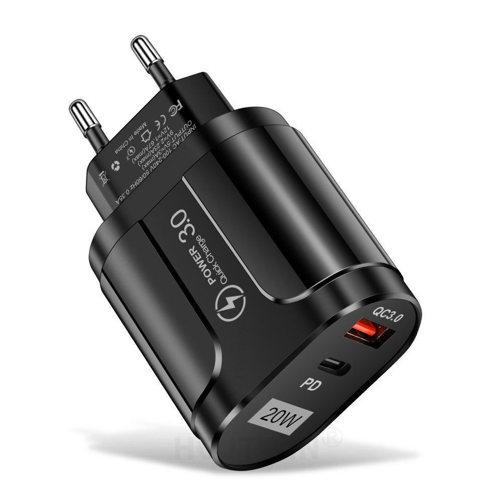 PD20W Mobile Fast Charging Charger 5V4A US, European, and British Standard Speed Matching Device PD+QC3.0 Travel Charging Head