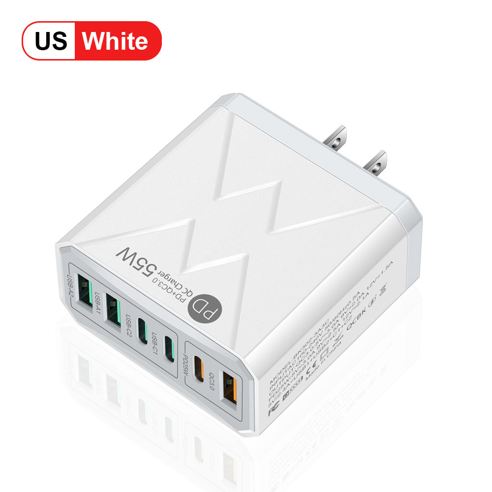 Fast charging mobile phone charger standard PD55W QC3.0+PD25W 3PD+3USB travel charging head