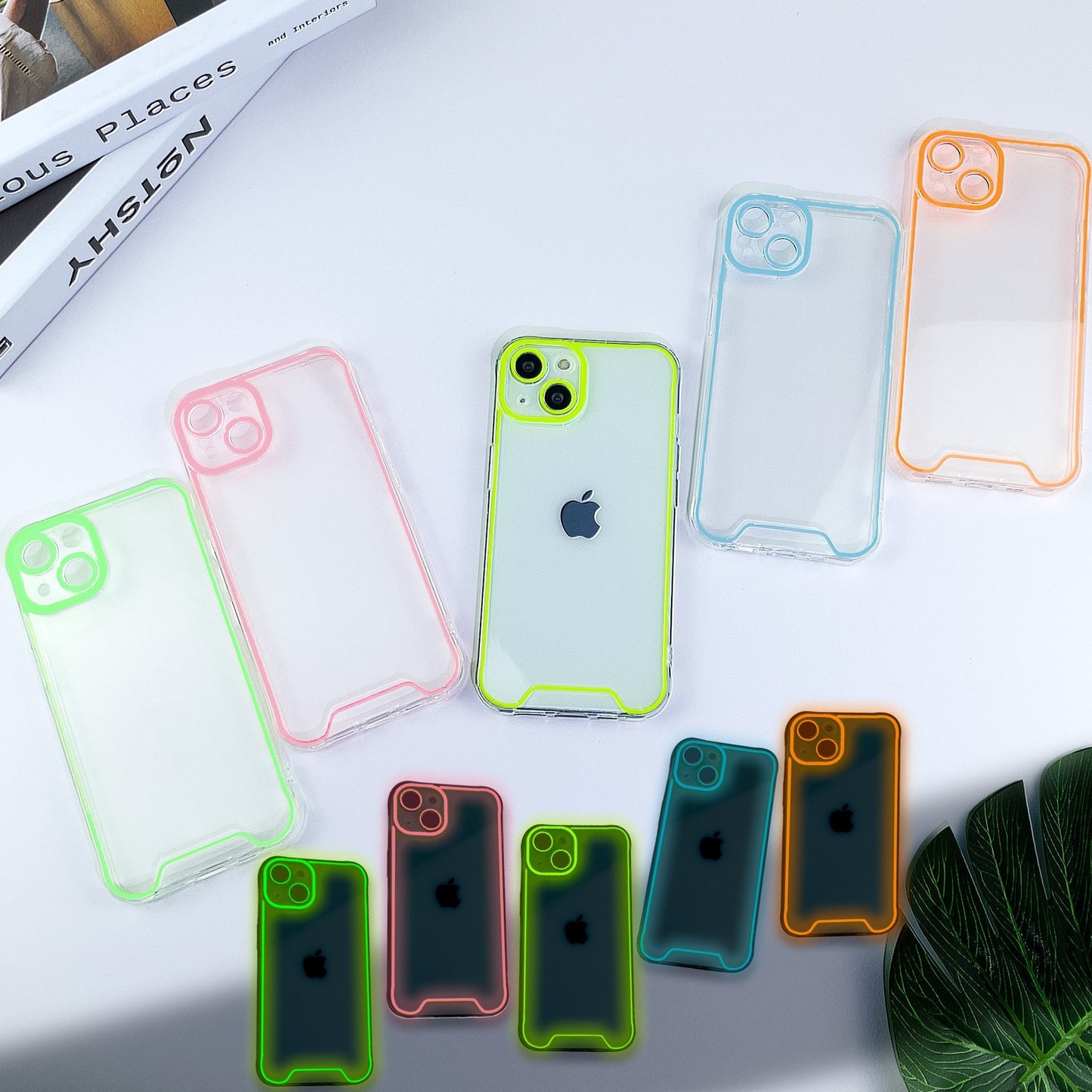 Suitable for iPhone 15 Promax luminous phone case Apple 13/12 transparent material silicone protective case