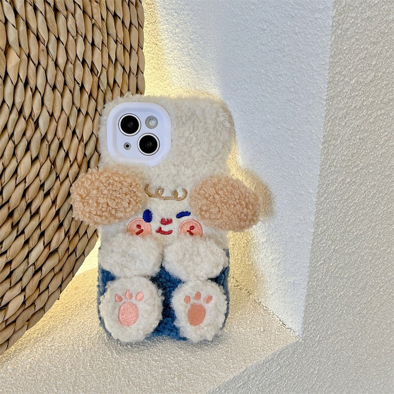 Winter Cute Plush Dog iPhone 14 Promax for 11/12 Apple 13 Phone Case XR Female XS Soft Cover