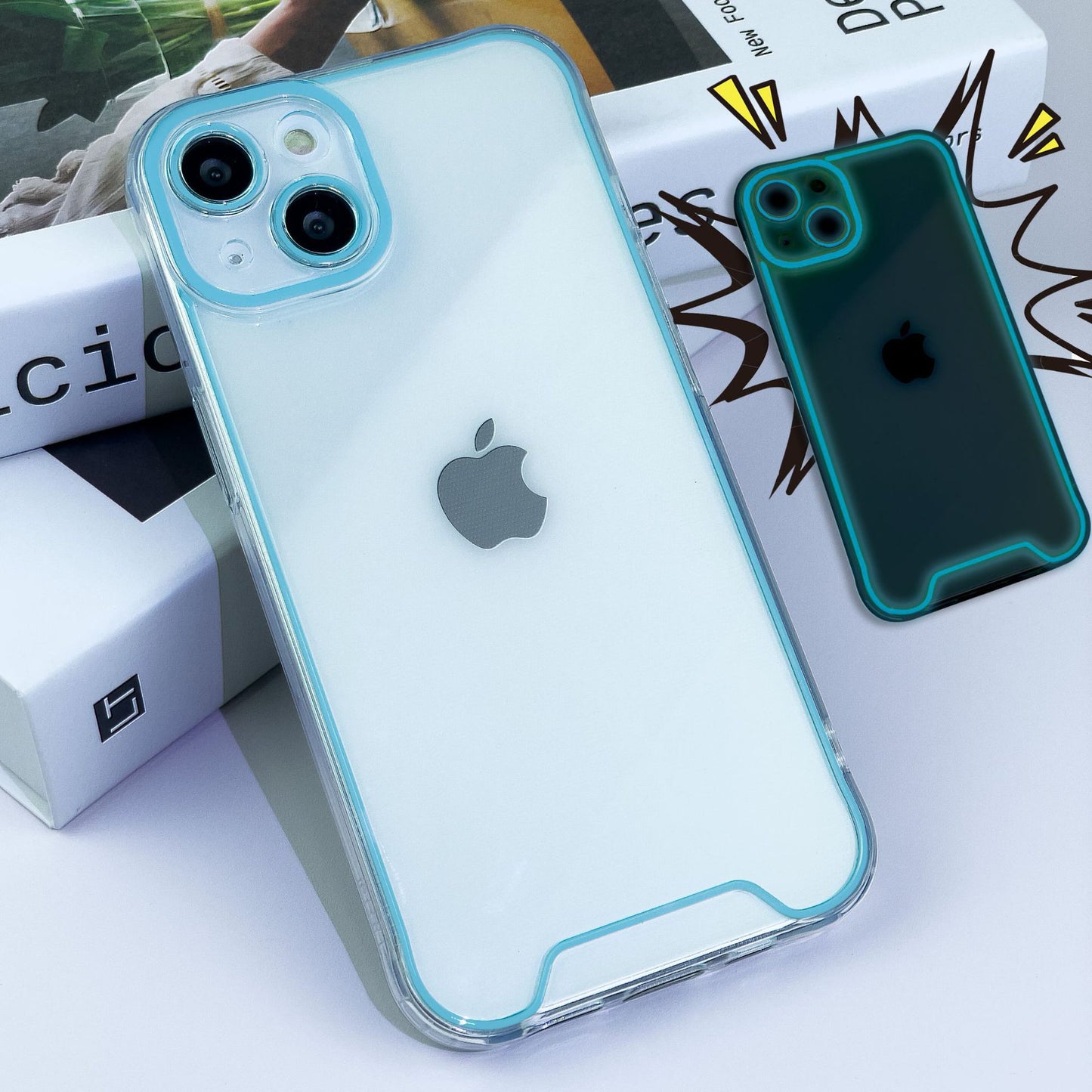 Suitable for iPhone 15 Promax luminous phone case Apple 13/12 transparent material silicone protective case