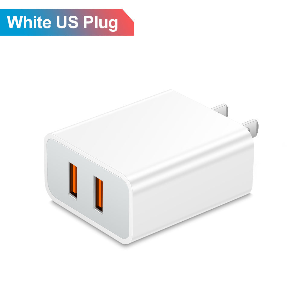 QC3.0 Dual USB Mobile Phone Charger with 2.4A 2-port Charging Head and Travel Charging Head