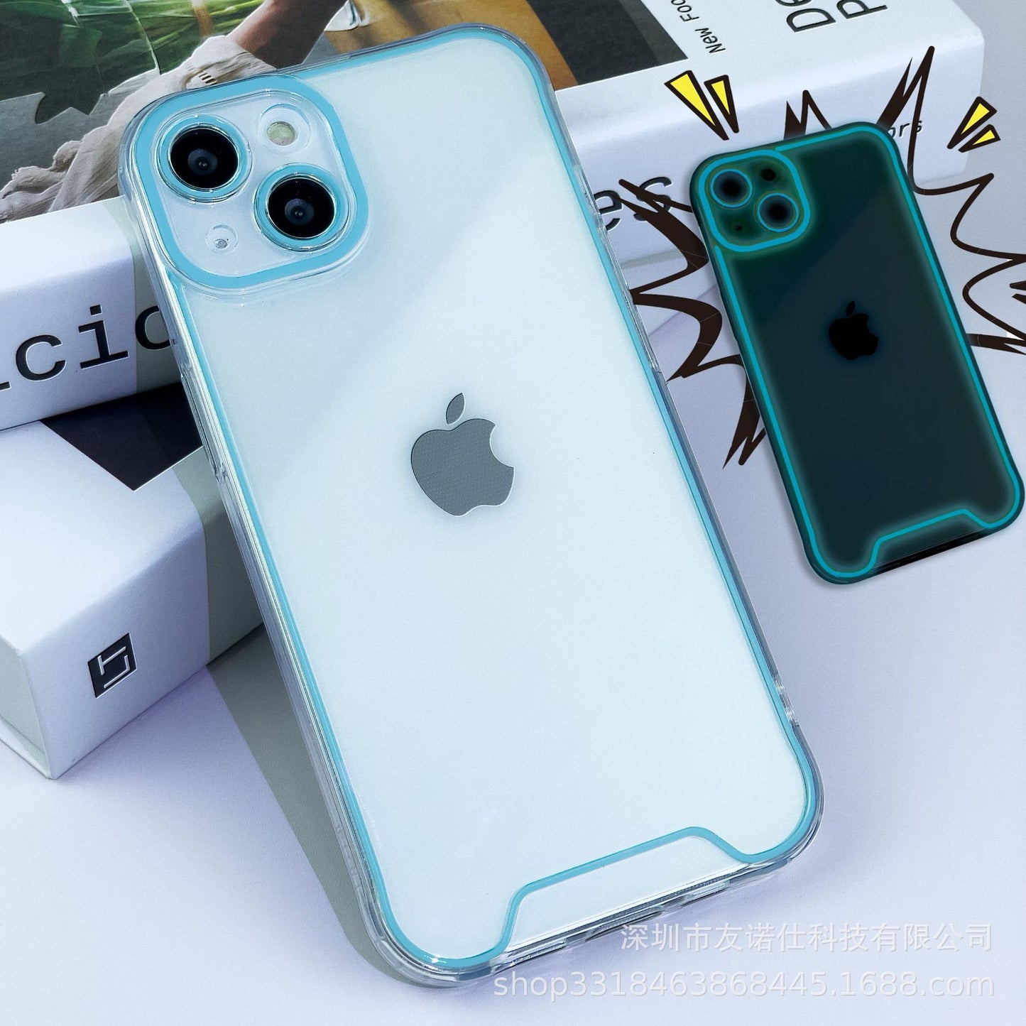 Suitable for iPhone 15 Promax luminous phone case Apple 13/12 transparent material silicone protective case