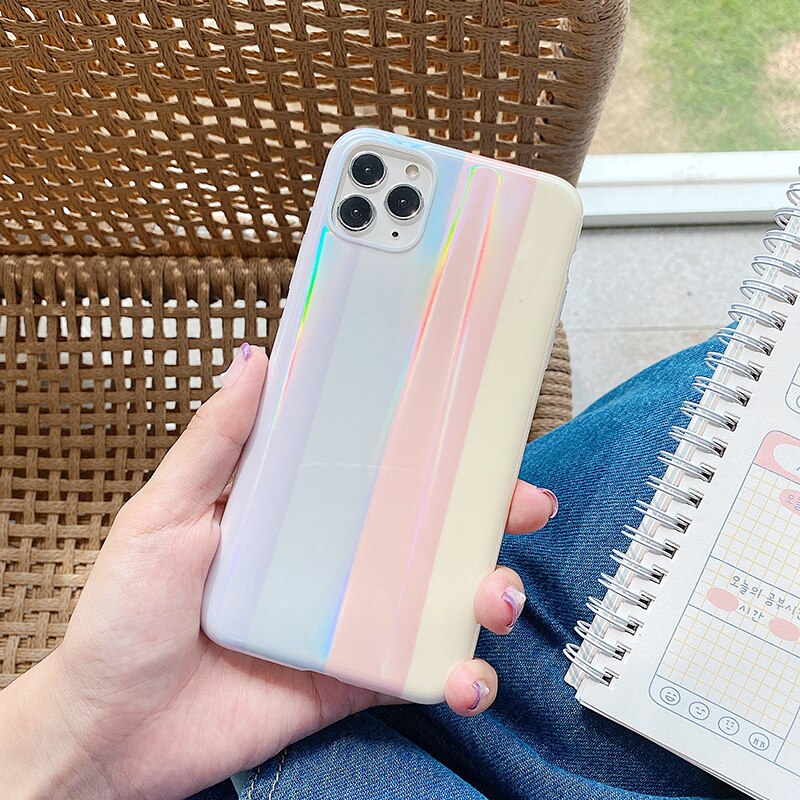 Gradient Rainbow Laser Phone Case For iPhone 12 Pro